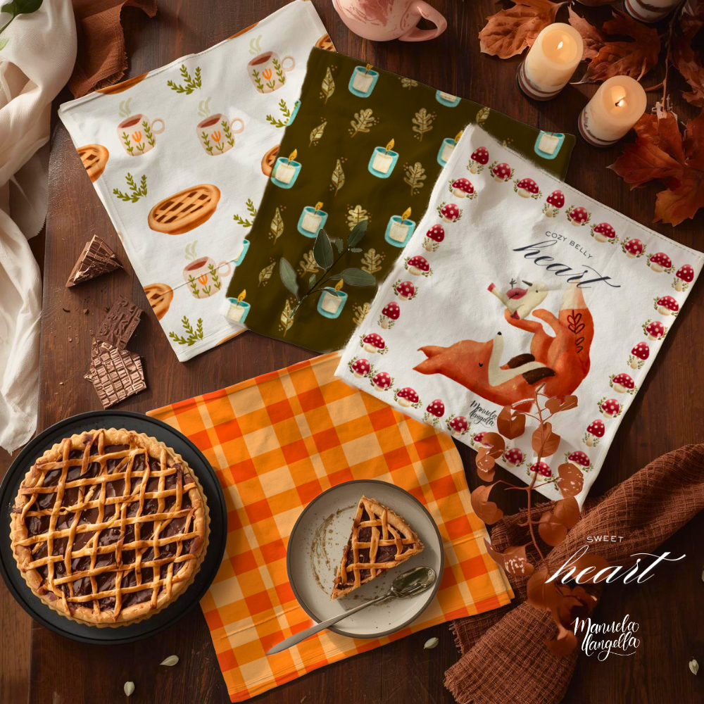 Sweet Hearth — Set of 4 Illustrated Tea Towels – Manuela Langella