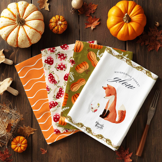 Forest Glow — Set of 4 Illustrated Tea Towels